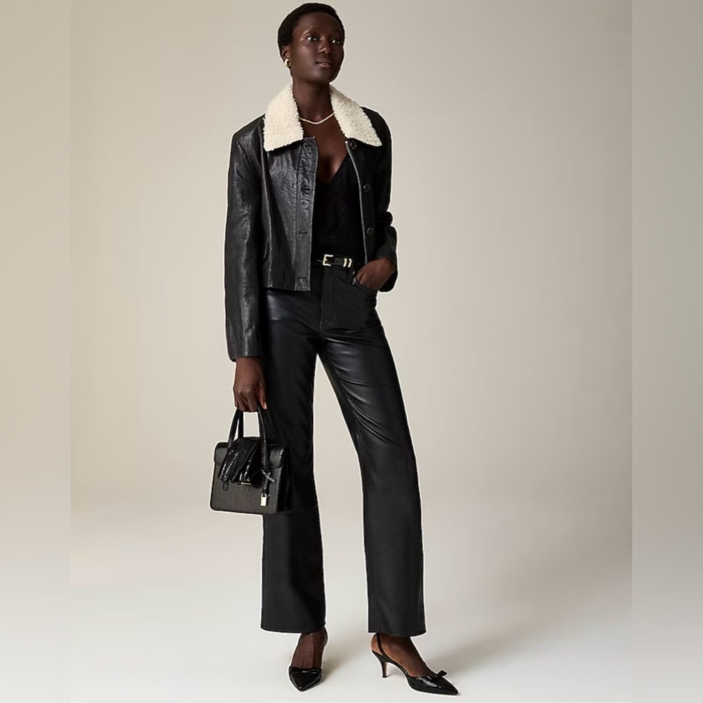J. Crew Women’s Slim Wide-leg Pant In Faux Leather BU138 Size 29 In Black NWOT